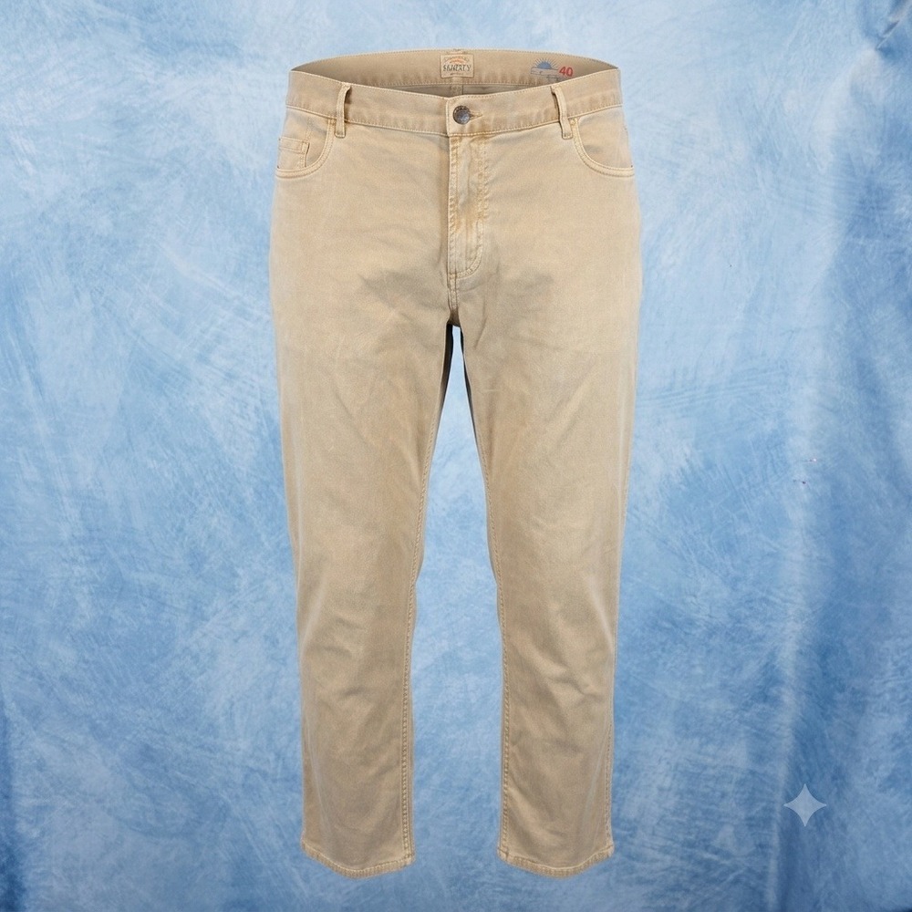 Faherty Brand Mens 5 Pocket Pants Tan Khaki Straight Leg Casual Size 40 x 31